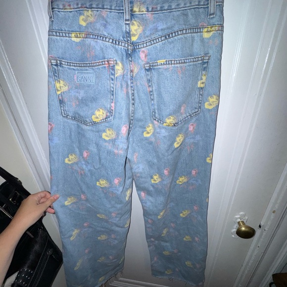 NWOT - Ganni Blue Jeans with Yellow and Pink “Butterflies”✨ - Picture 6 of 8